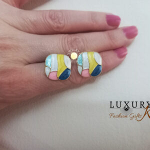 Earrings with colorful mosaic Designs
